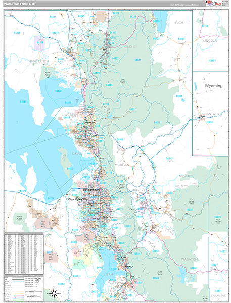 Wasatch Front, UT Metro Area Wall Map